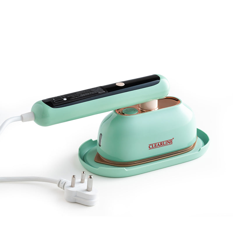 Clearline Jet Press - 2 in 1 Portable cum Travel Iron with pump and Fabric Steamer - 1350W - Quick Heat up