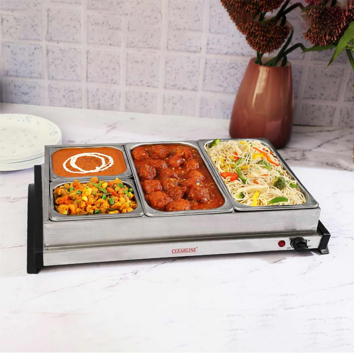 Stainless Steel 4 Pan Ss Food Warmer And Buffet Server Fwbs-02