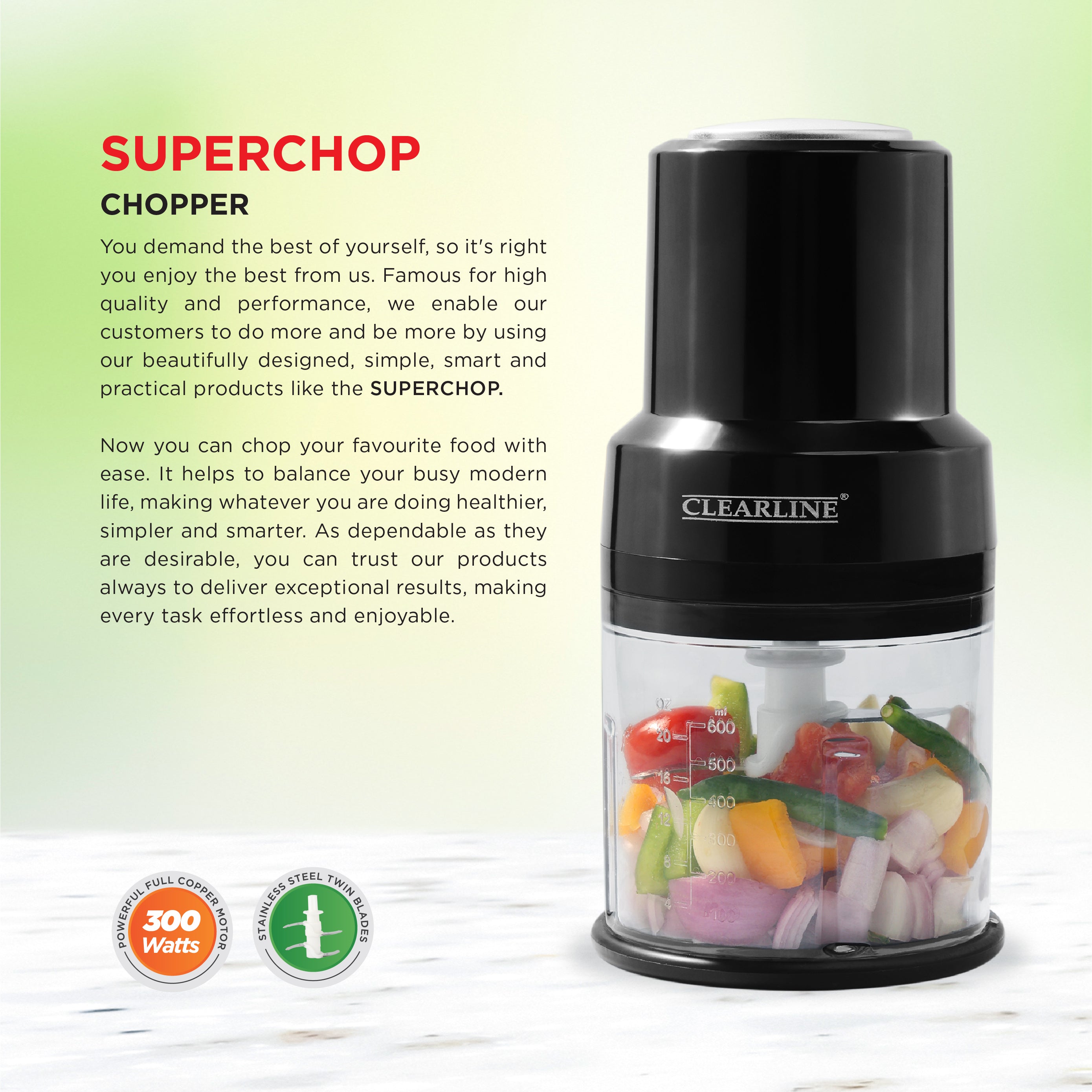 chopper ￤オーダーページ Clearline SuperChop 300W Electric Vegetable & Nut Chopper — CLEARLINE