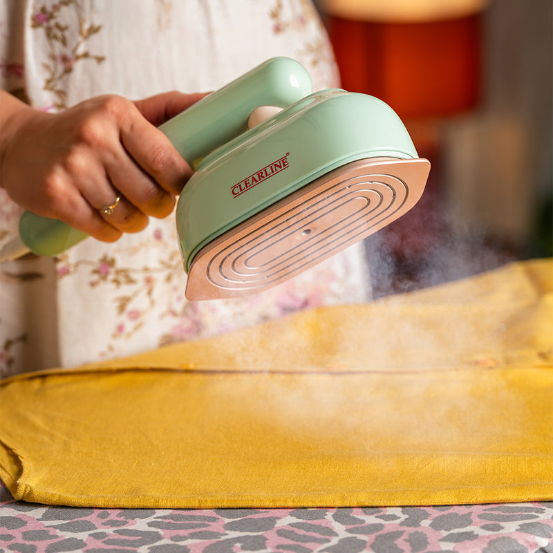 Clearline Jet Press - 2 in 1 Portable cum Travel Iron with pump and Fabric Steamer - 1350W - Quick Heat up