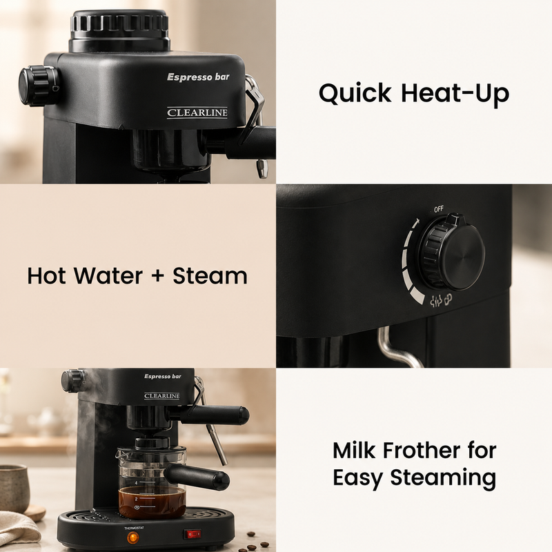 Espresso & Cappuccino Coffee Maker - 1 Year Warranty