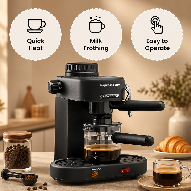 Espresso & Cappuccino Coffee Maker - 1 Year Warranty
